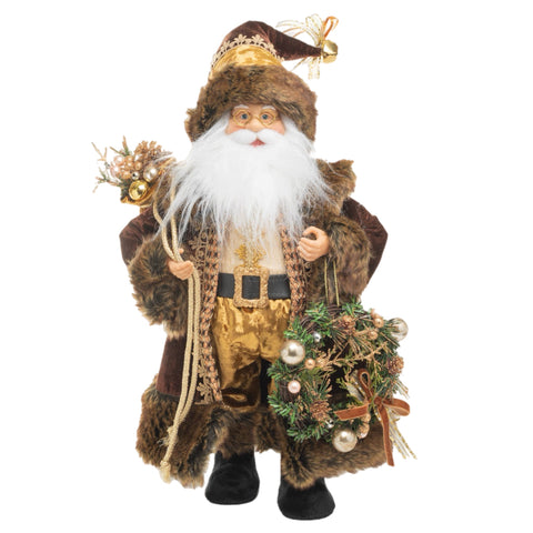 Brown And Gold Santa Figurine