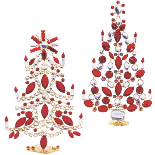 Assorted Red & White Gem Tree Figurine, INDIVIDUALLY SOLD
