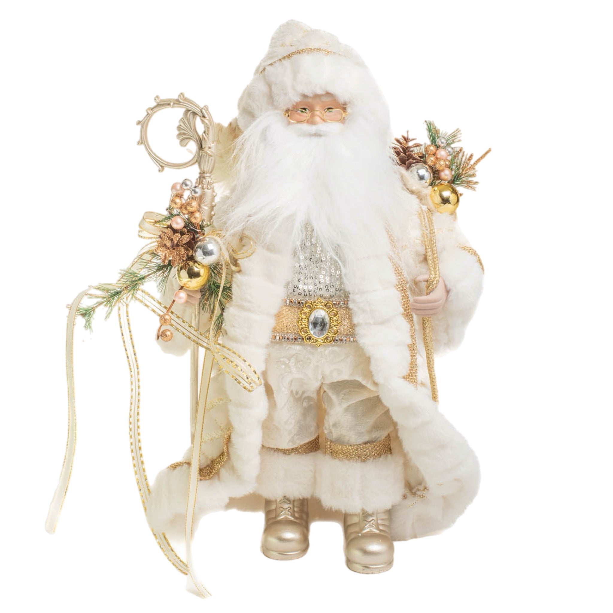 Ivory And Gold Santa Figurine