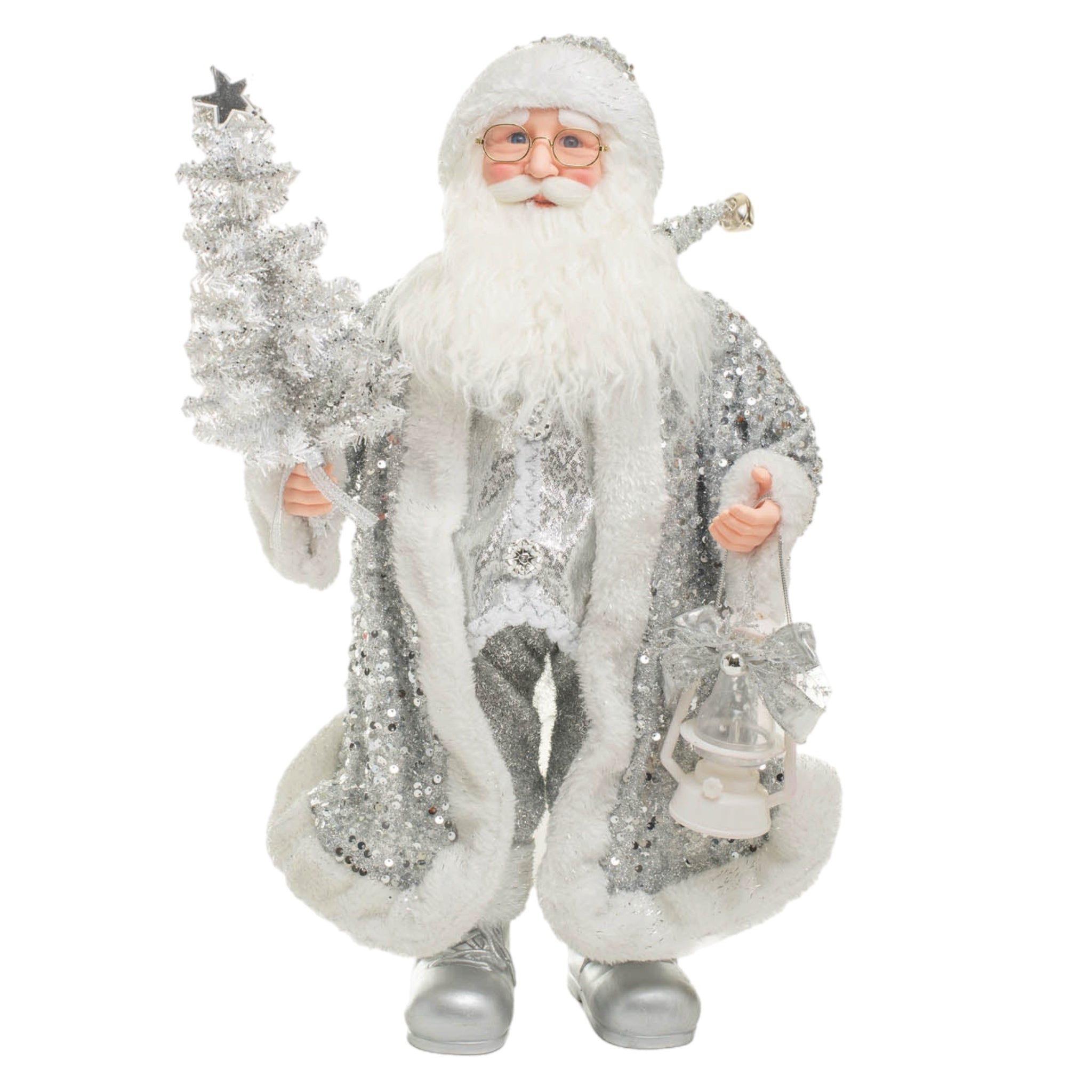 Silver And White Santa Figurine