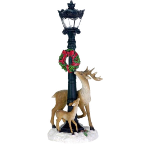 Deer With Lamp Post Figurine