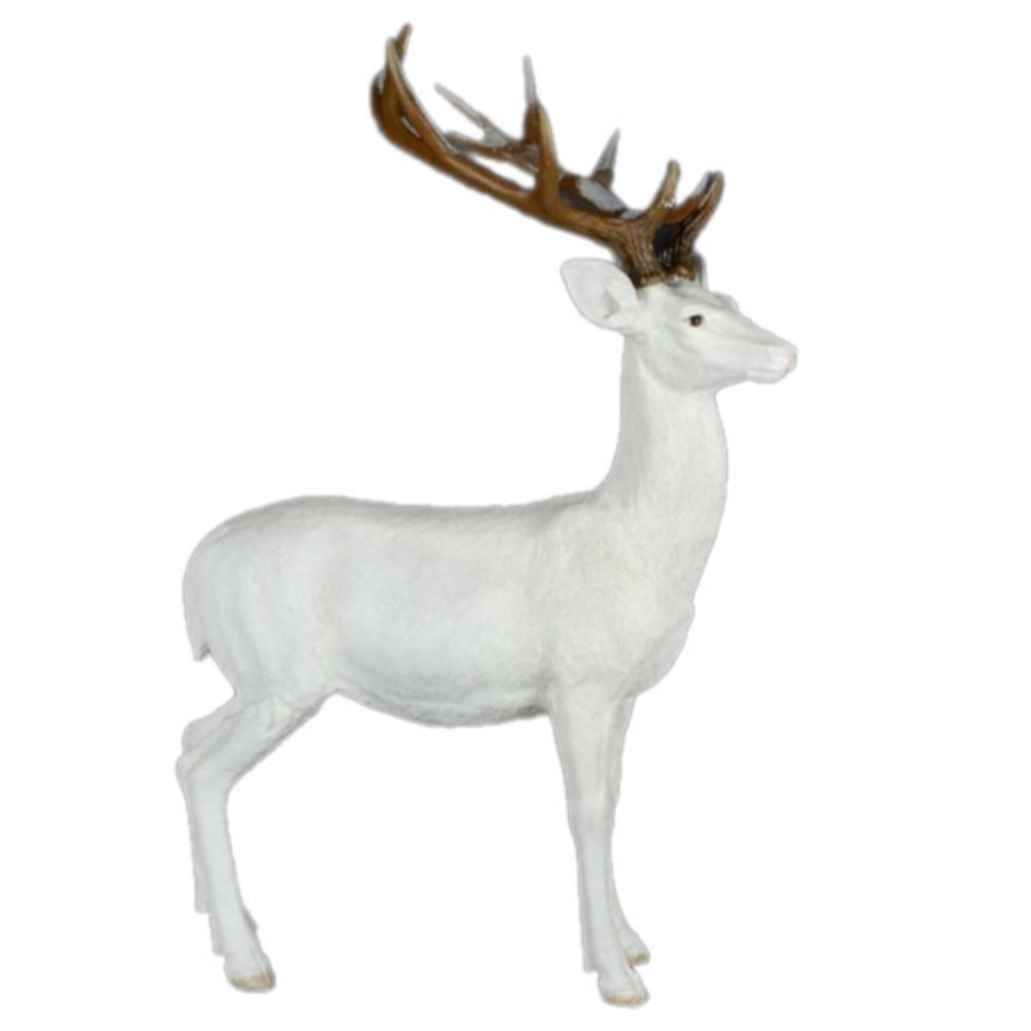 White Standing Deer Figurine