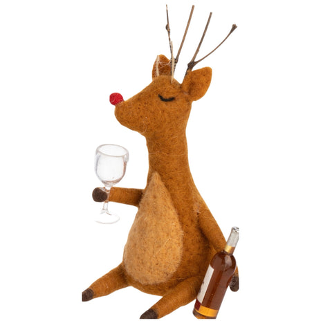 Deer Drinking Wine Ornament