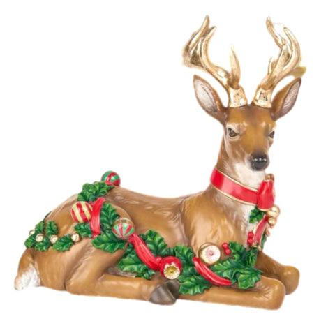 Reindeer With Garland Figurine