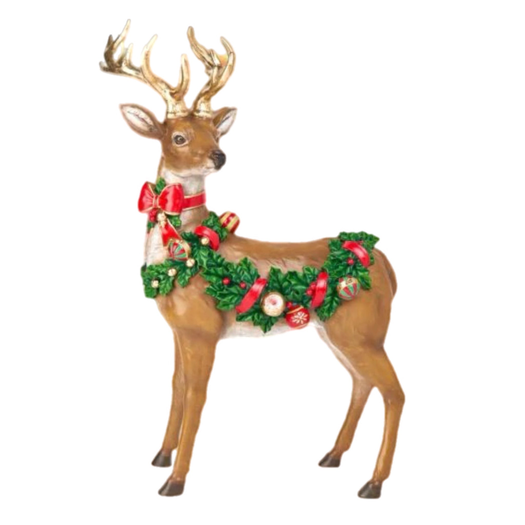 Reindeer With Garland Figurine