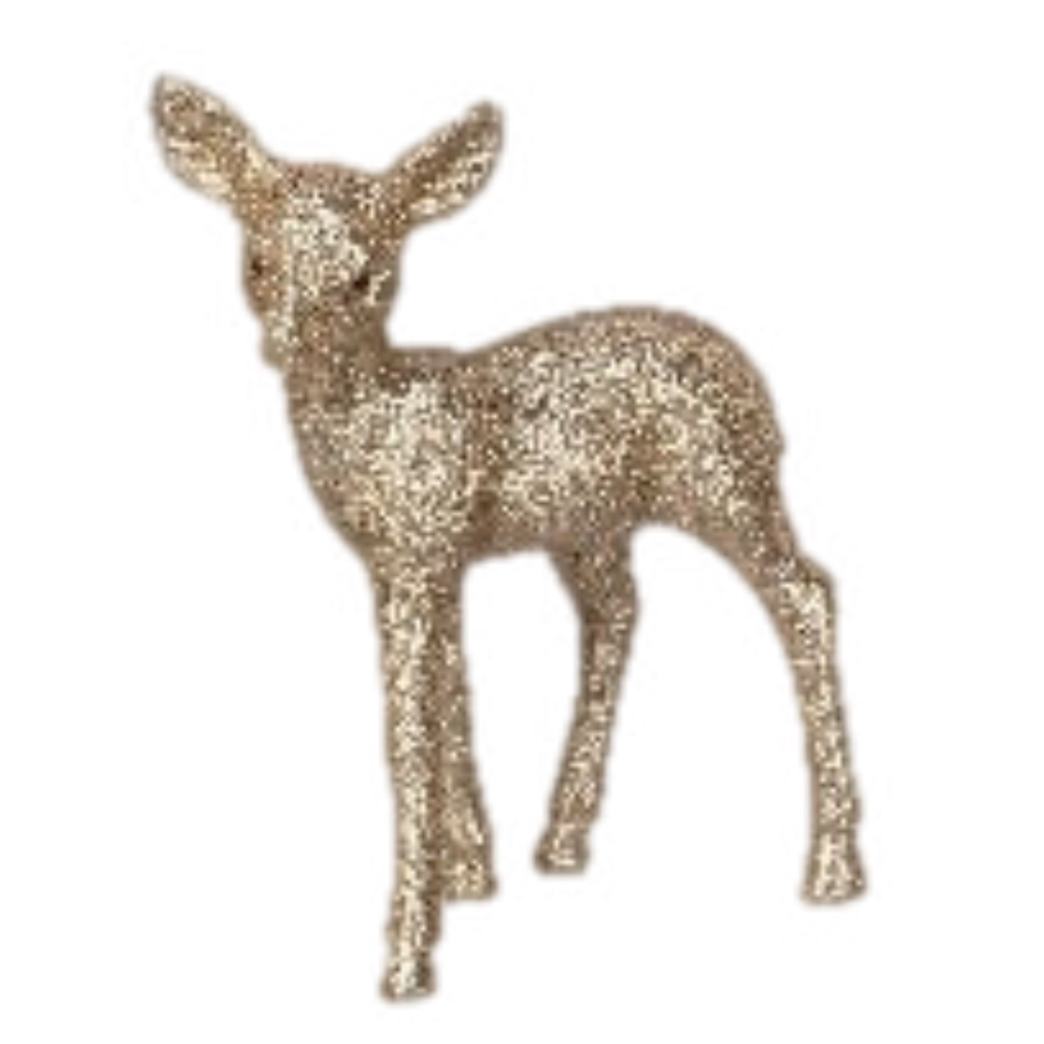 Small Champagne Glittered Deer Figurine