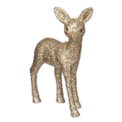 Large Champagne Glittered Deer Figurine