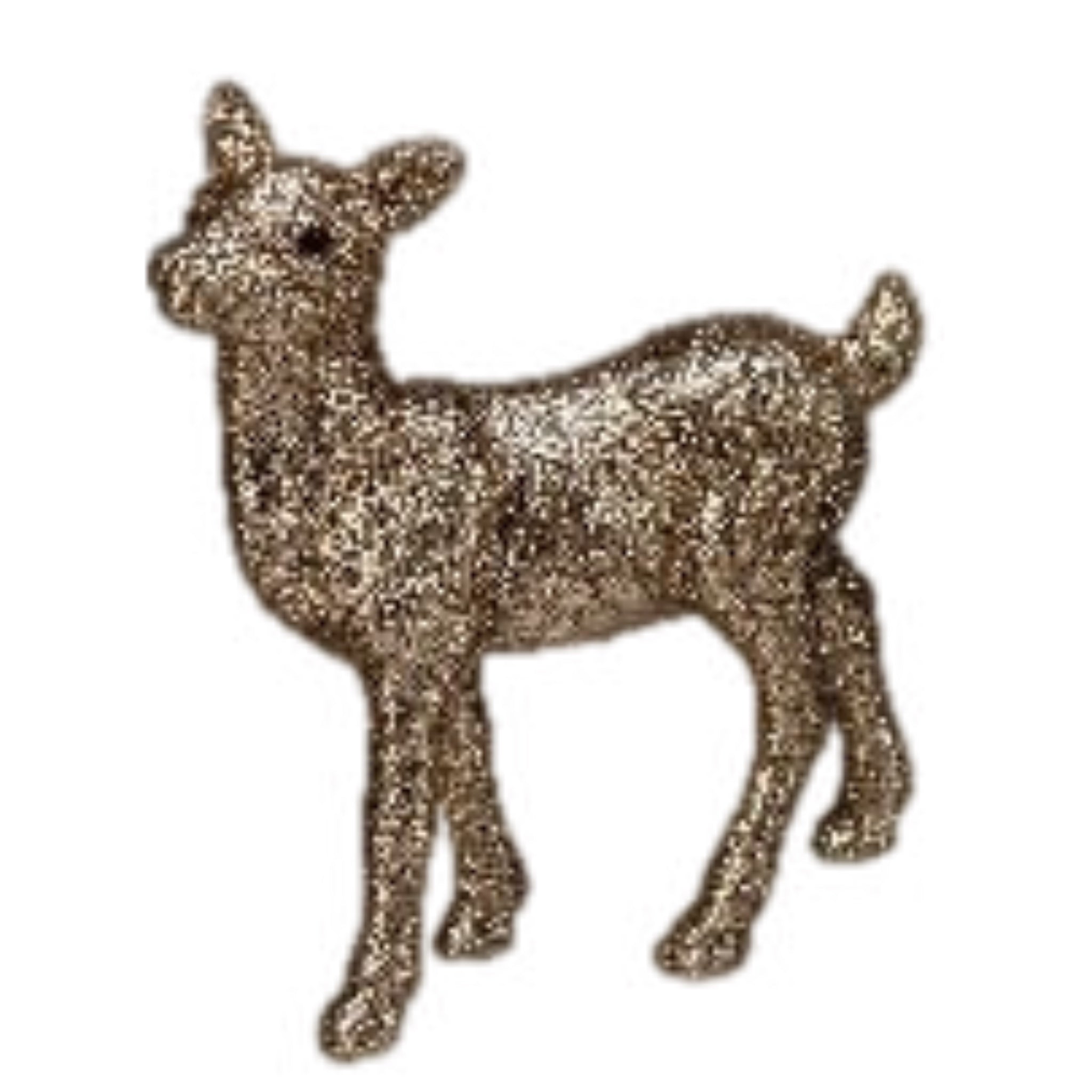 Small Champagne Glittered Deer Figurine