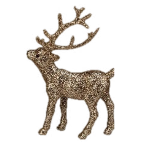 Large Champagne Glittered Deer Figurine