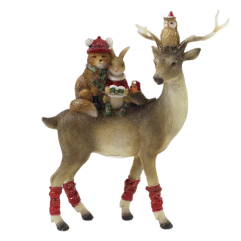 Reindeer With Woodland Friends Figurine