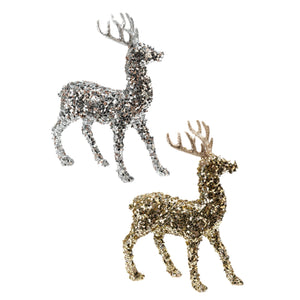 Assorted 11" Glittered Reindeer Figurine, INDIVIDUALLY SOLD