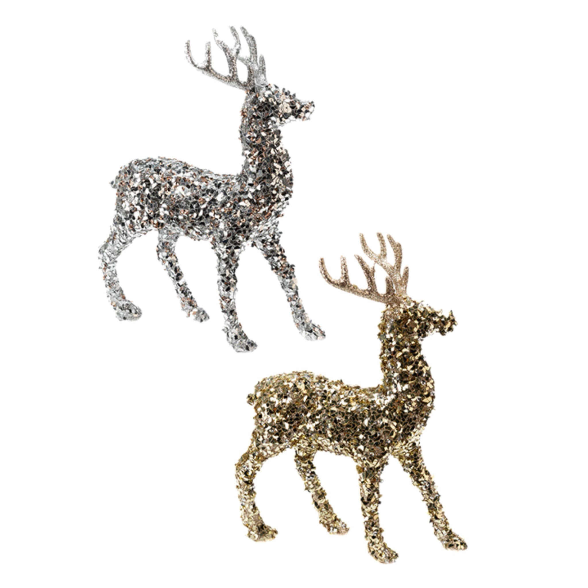 Assorted 15" Glittered Reindeer Figurine, INDIVIDUALLY SOLD