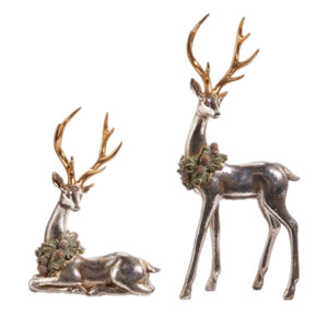 Assorted Silver Deer With Wreath Figurine, INDIVIDUALLY SOLD