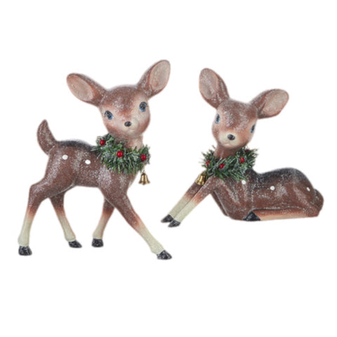 Assorted Vintage Deer With Wreath Figurine, INDIVIDUALLY SOLD