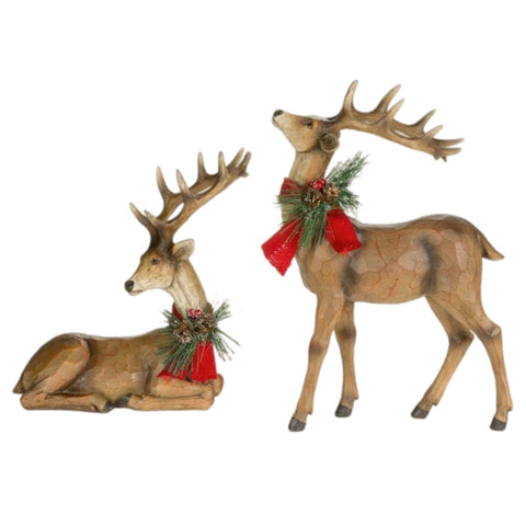 Assorted Reindeer With Bow Figurine, INDIVIDUALLY SOLD