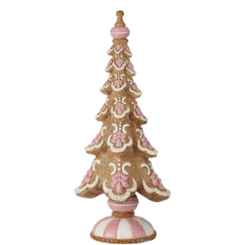 16" Small Pink Gingerbread Tree Figurine