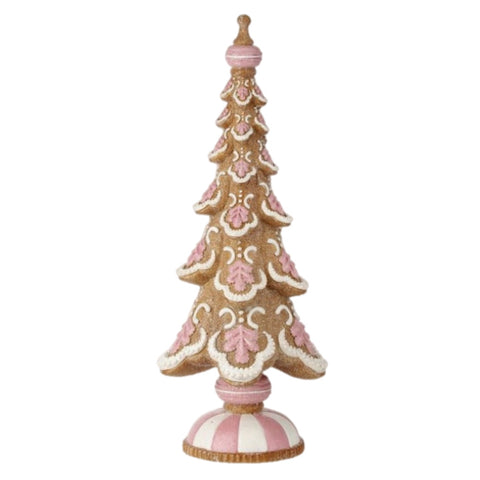 20.5" Large Pink Gingerbread Tree Figurine