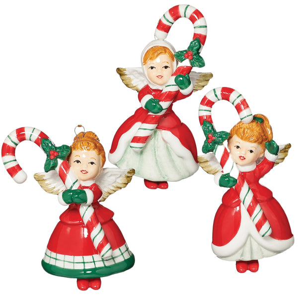 Assorted Angel With Candy Cane Ornament, INDIVIDUALLY SOLD