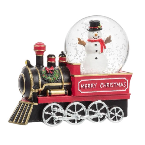Mini Snowman In Train Snowglobe
