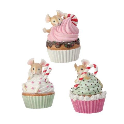 Assorted Mouse In Cupcake Figurine, INDIVIDUALLY SOLD