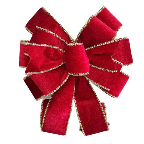 31" Red With Gold Trim Bow