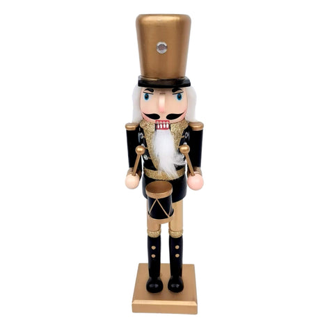 15" Gold & Black Drummer Nutcracker