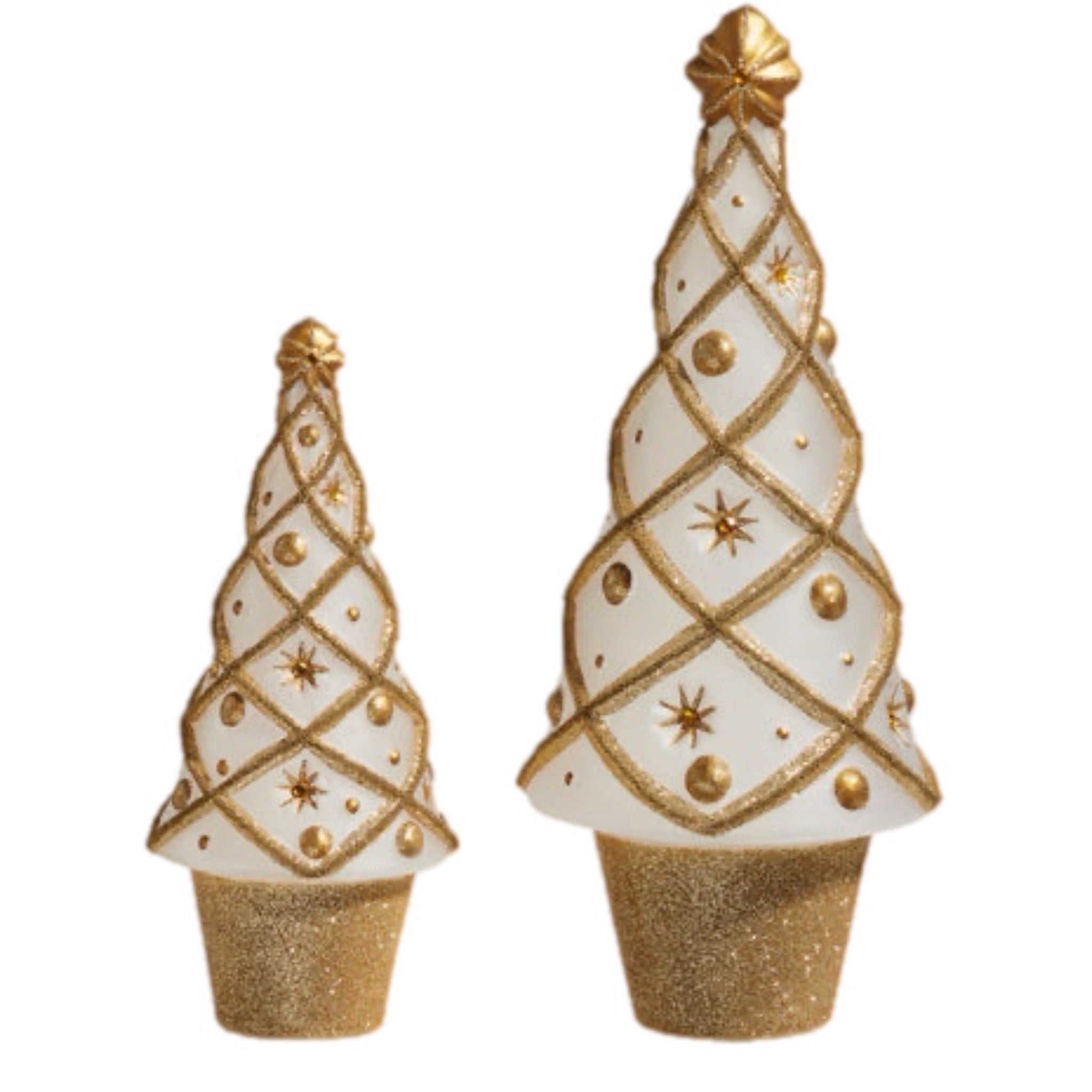 Assorted Gold And White Crisscross Tree Figurine, INDIVIDUALLY SOLD