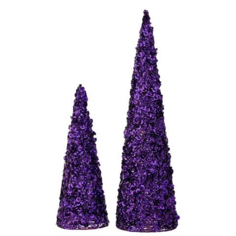 Assorted Purple Sequin Tree Figurine, INDIVIDUALLY SOLD