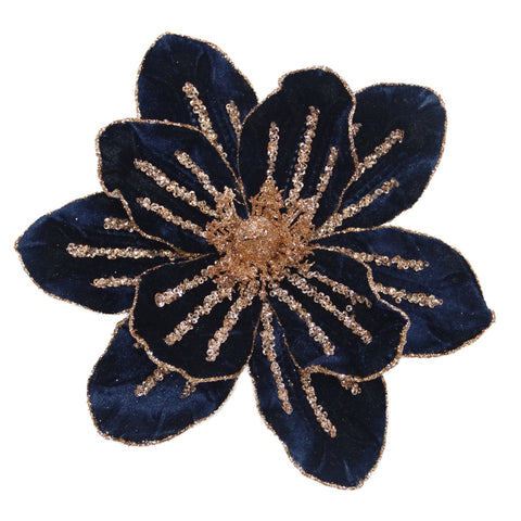 Navy & Gold Clip On Magnolia Head