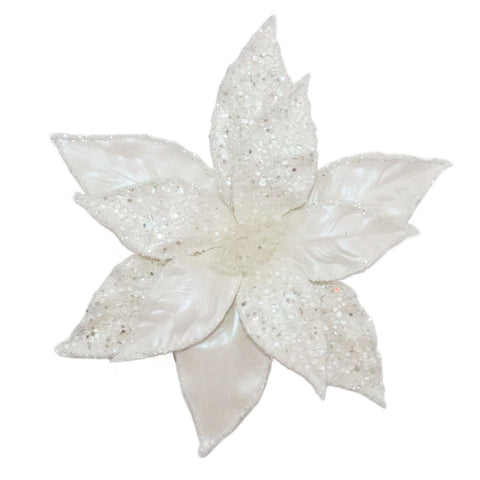 White Clip On Poinsettia Head