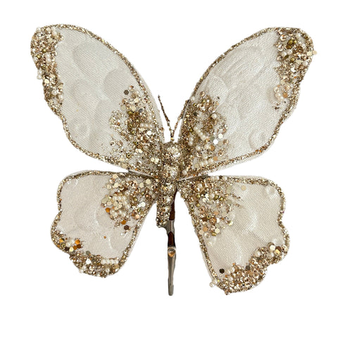 Champagne Clip On Butterfly Ornament