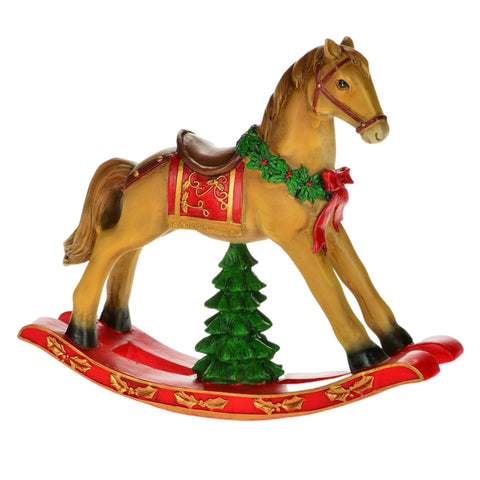 Rocking Horse With Tree Figurine