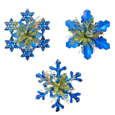 Assorted Blue Snowflake Ornament, INDIVIDUALLY SOLD