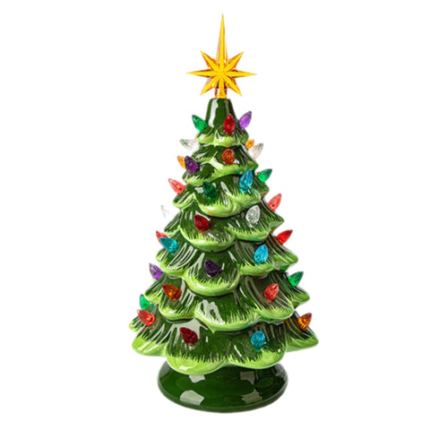 12" Green Ceramic Tree Figurine