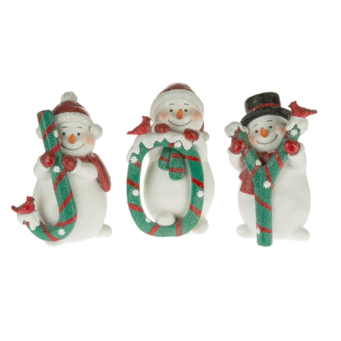 Joy Snowman Figurine, Set Of 3