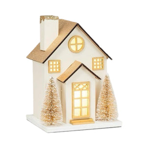 Small Gold LED House Figurine