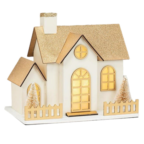 Medium Gold LED House Figurine