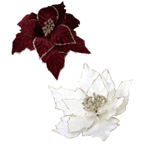 Assorted Clip On Poinsettia Head, INDIVIDUALLY SOLD
