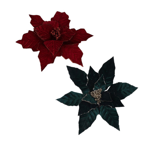 Assorted Clip On Poinsettia Head, INDIVIDUALLY SOLD