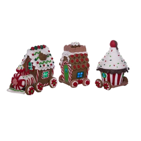 Gingerbread Train Figurine, Set Of 3