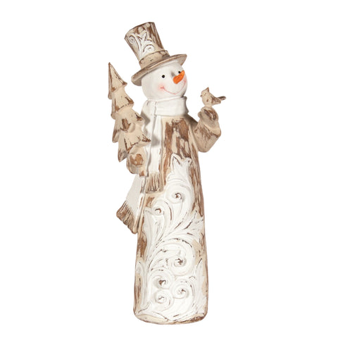 White Wash Snowman Figurine