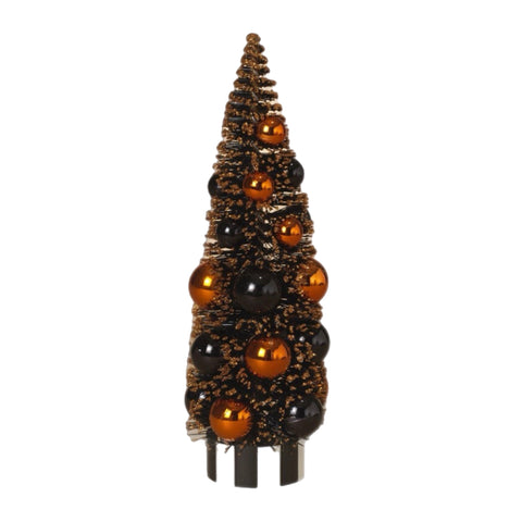 Orange And Black Halloween Bottlebrush Tree Figurine