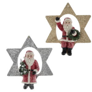 Assorted Santa Sitting On Star Ornament, INDIVIDUALLY SOLD