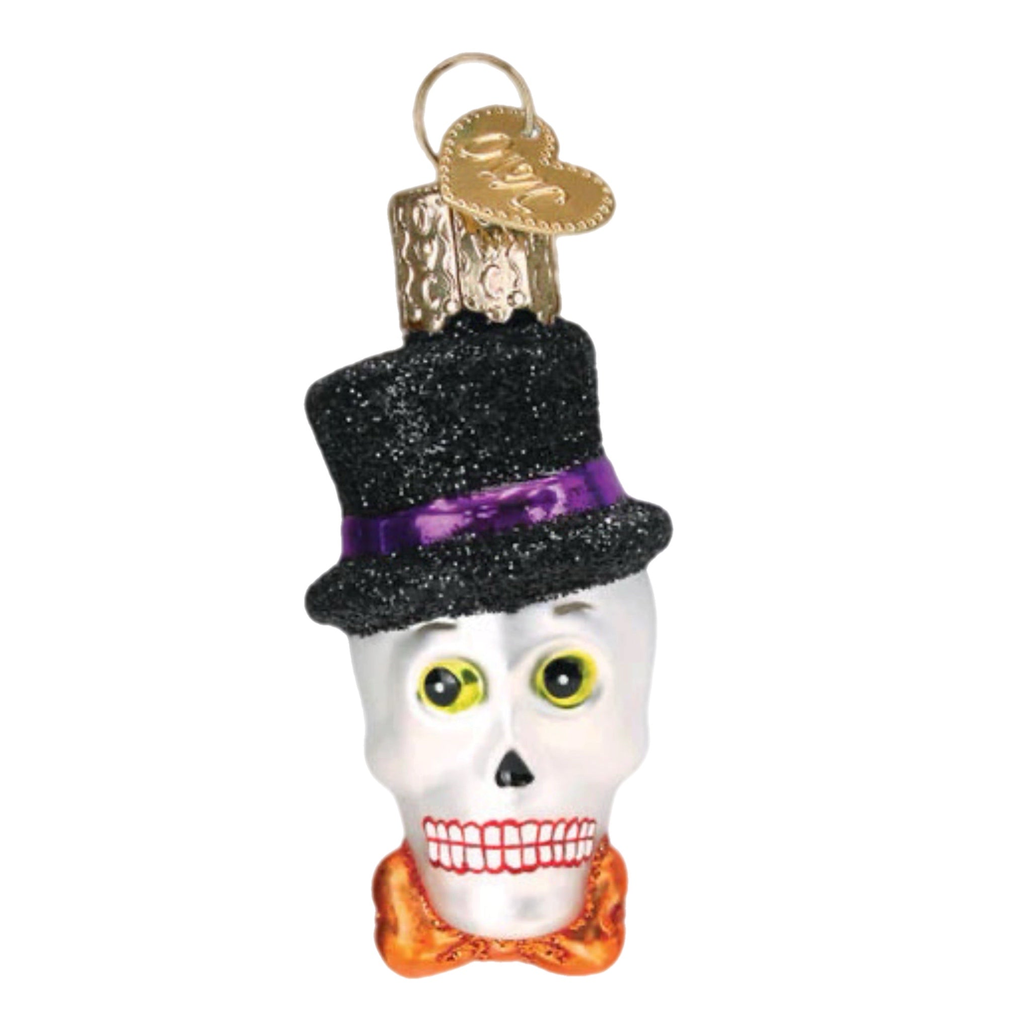 Mini Top Hat Skeleton Head Ornament