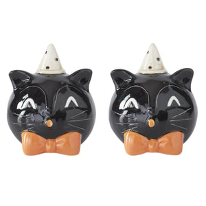 Black Cat Halloween Salt & Pepper, Set Of 2