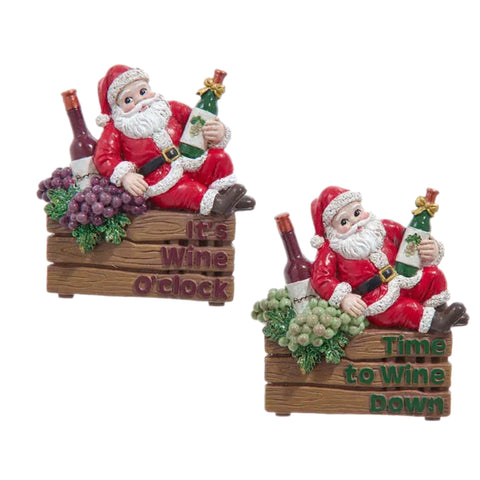 Assorted Santa In Wine Crate Ornament, INDIVIDUALLY SOLD
