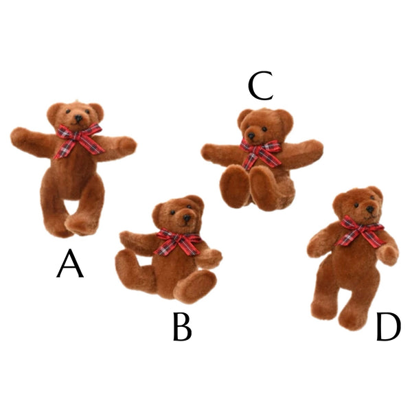 Assorted Teddy Bear With Bow Ornament, INDIVIDUALLY SOLD