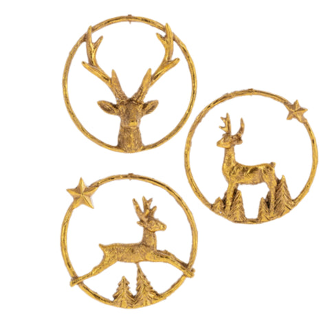 Assorted Deer In Wreath Ornament, INDIVIDUALLY SOLD