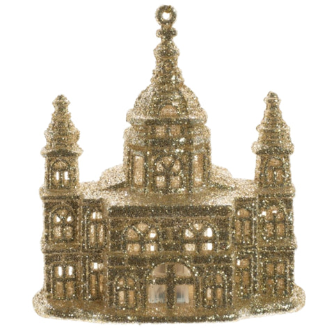 Gold Glitter Church Ornament