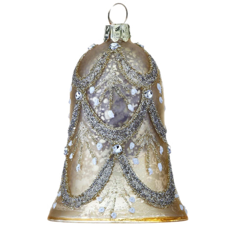 Champagne Beaded Bell Ornament